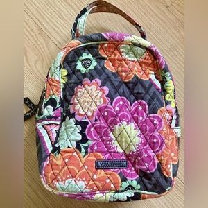 Vera Bradley Lunch Tote Pink Green Black Chevron Handbag PREOWNED.